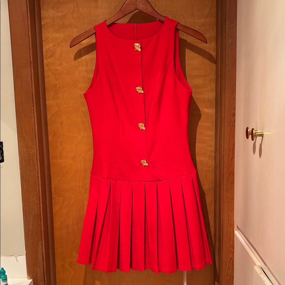 Commense Red Midi Dress with Gold Accents